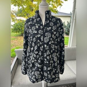 Lands' End Floral Fleece Jacket